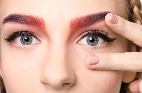 Young Woman Dyed Eyebrows Closeup — Stock Photo, Image