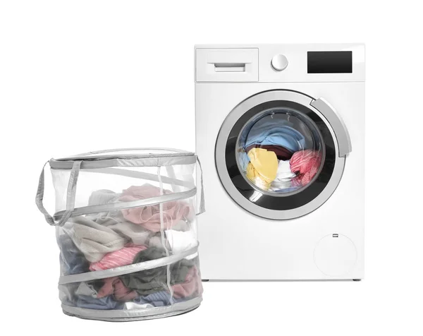 Washing Machine Basket Laundry White Background — Stock Photo, Image