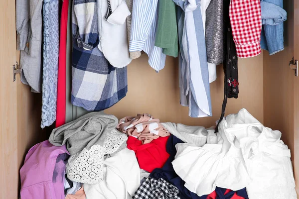 Pile Clothes Wardrobe Closeup — Stock Photo, Image