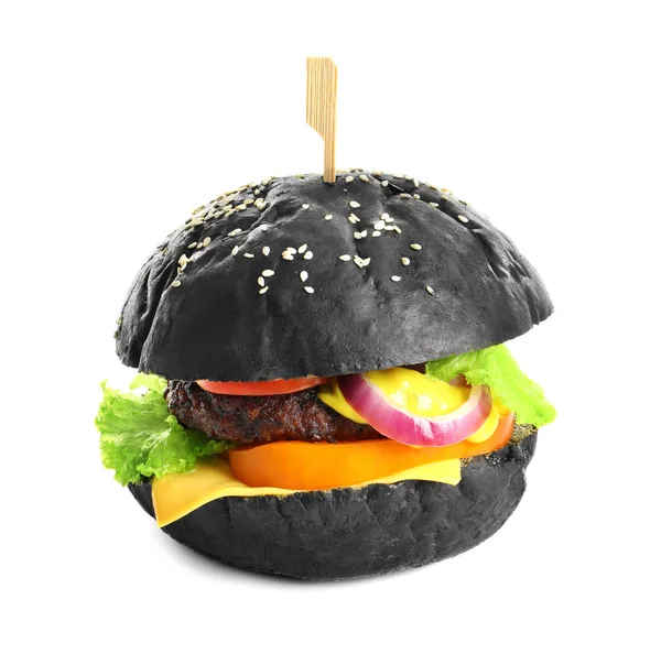 Leckere Schwarze Burger Auf Weißem Hintergrund — Stockfoto