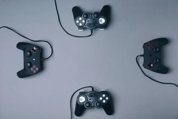 Video Game Controllers Grey Background — Stock Photo, Image