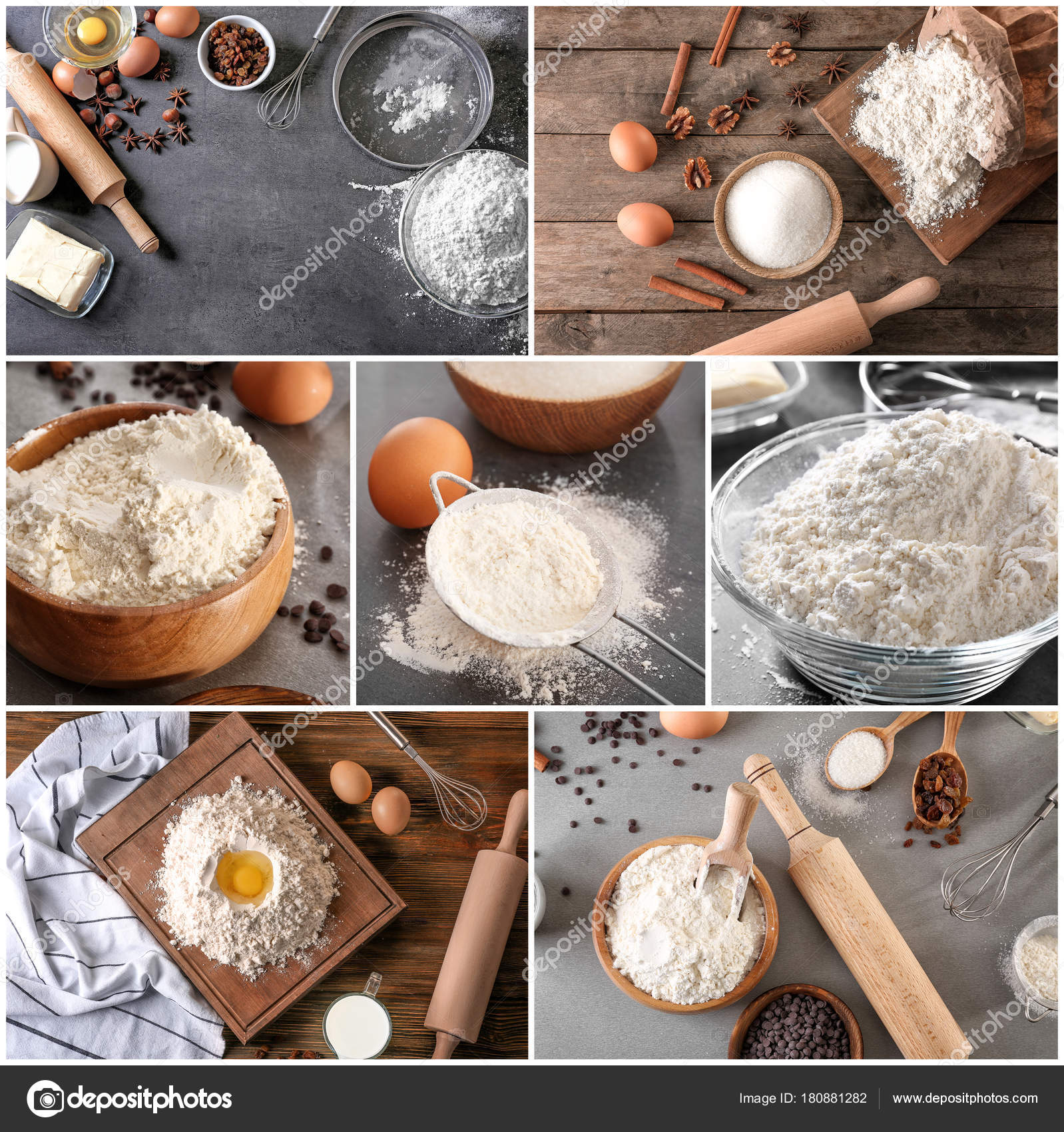 Collage Con Utensilios Cocina Harina Otros Ingredientes Para Productos