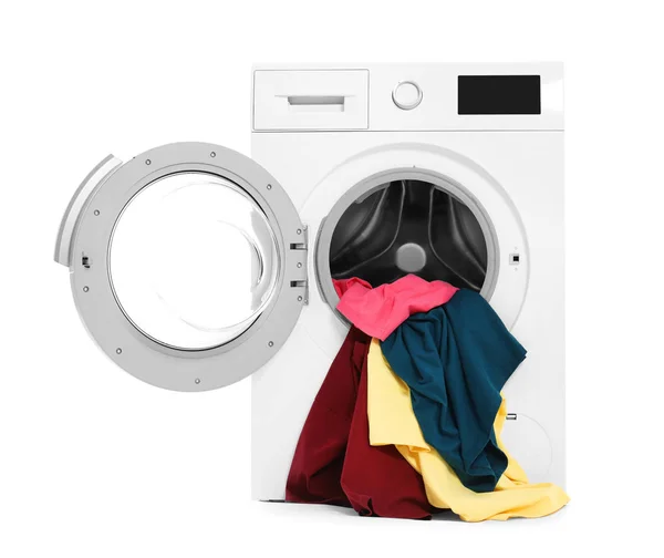 Laundry Mesin Cuci Pada Latar Belakang Putih — Stok Foto