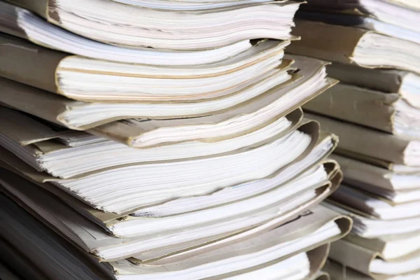 Stack Old Folders Documents Archive Closeup — Stock Photo, Image