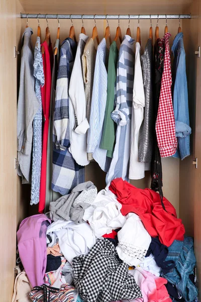 Wardrobe Messy Clothes Closeup — Stock Photo, Image