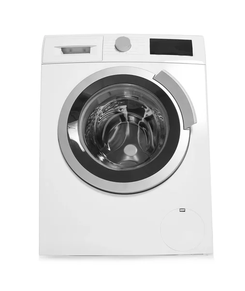 Moderne Wasmachine Witte Achtergrond — Stockfoto