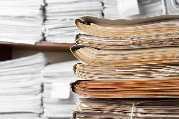 Stack Old Documents Archive Closeup — Stock Photo, Image