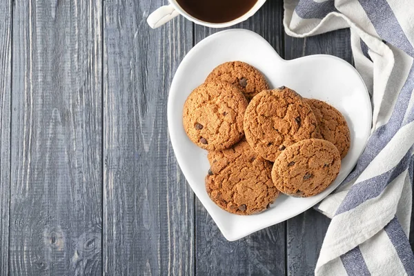 Delicious Oatmeal Cookies Chocolate Chips Plate — Stock Photo, Image