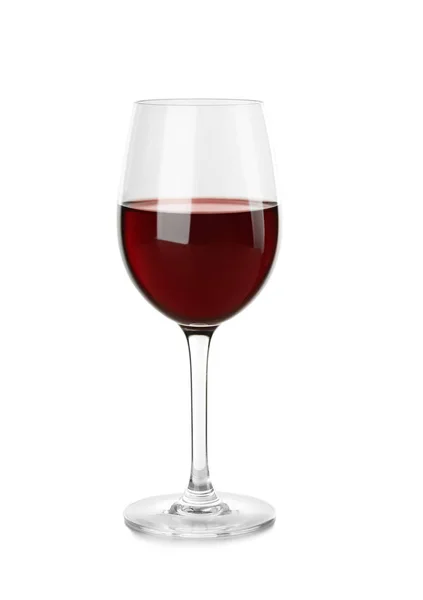 Verre Avec Vin Rouge Sur Fond Blanc — Photo