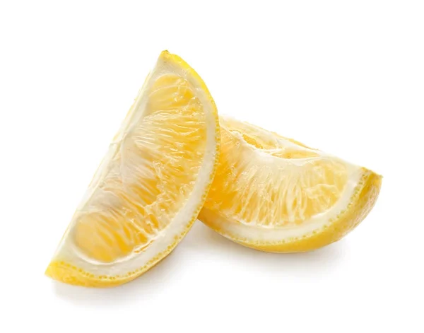 Slices of fresh ripe lemon on white background — Stock Photo, Image