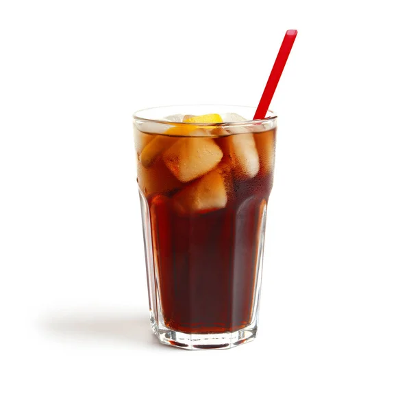 Kalte Cola Glas Auf Weißem Hintergrund — Stockfoto