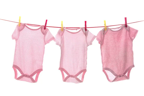 Ropa Para Niños Línea Lavandería Contra Fondo Blanco — Foto de Stock