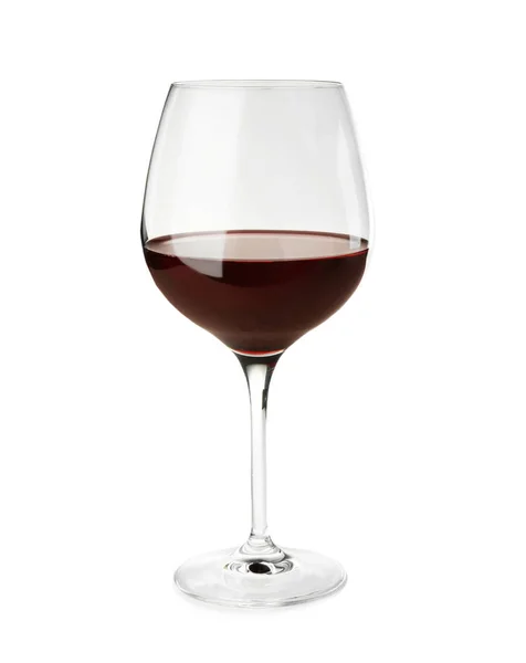 Verre Avec Vin Rouge Sur Fond Blanc — Photo