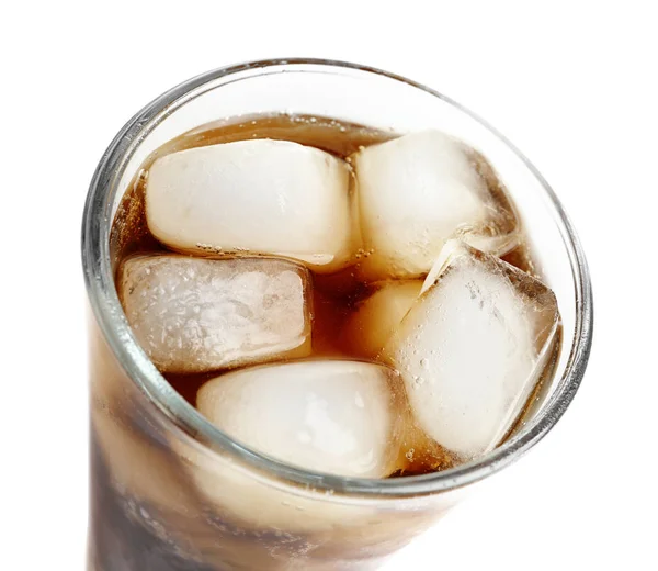 Kalte Cola Glas Auf Weißem Hintergrund Nahaufnahme — Stockfoto