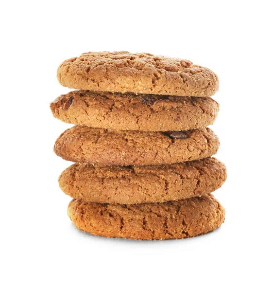 Delicious Oatmeal Cookies Chocolate Chips White Background — Stock Photo, Image