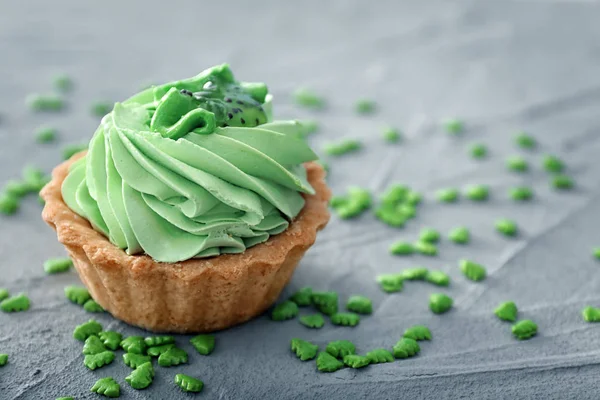 Tasty Tartlet Whipped Cream Textured Surface — Stock Photo, Image