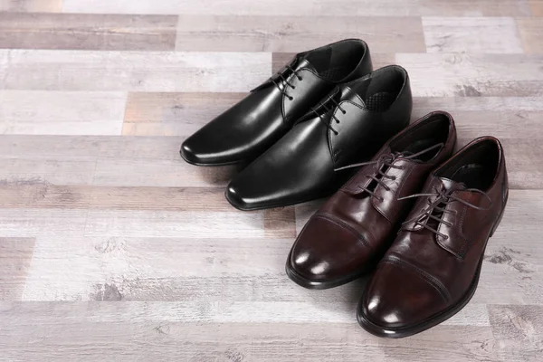 Elegant Leather Mens Shoes Floor — Stock Photo, Image