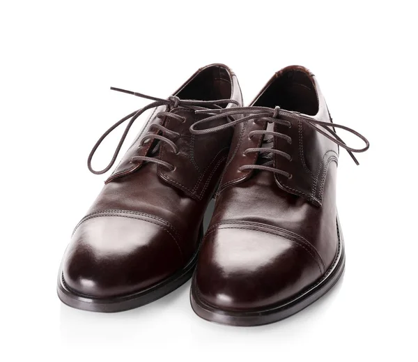 Elegantes Zapatos Para Hombre Cuero Aislados Blanco — Foto de Stock