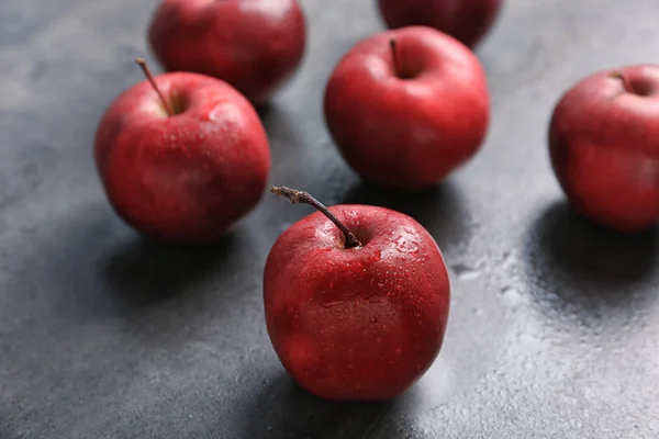 Ripe Red Apples Grey Table — Stock Photo, Image