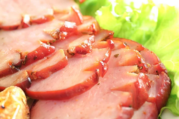Segmenten Van Lekkere Honing Gebakken Ham Close — Stockfoto