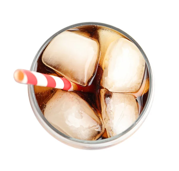 Cola Fria Vidro Isolado Branco — Fotografia de Stock