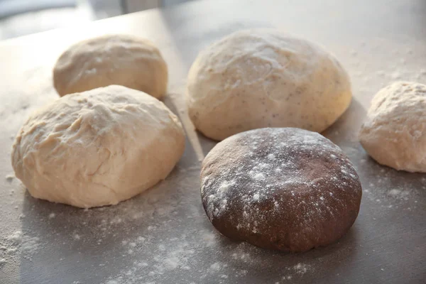 Balls Different Raw Dough Table — Stock Photo, Image