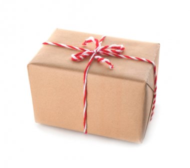 Beyaz izole parsel hediye kutusu