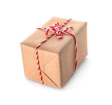 Beyaz izole parsel hediye kutusu