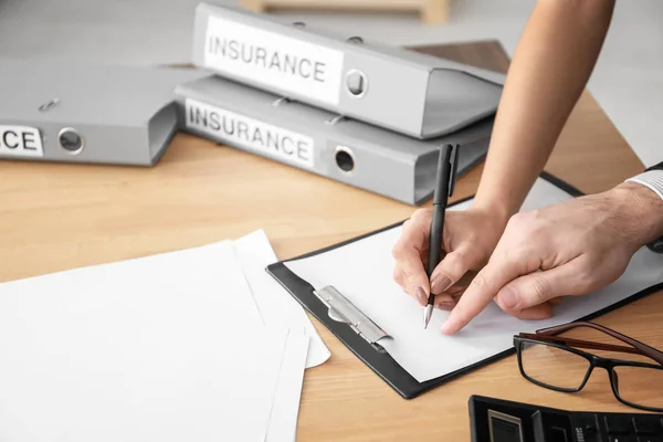 Insurance Agent Client Workplace Closeup — Stock Photo, Image