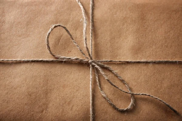 Parcel Gift Box Bow Closeup — Stock Photo, Image
