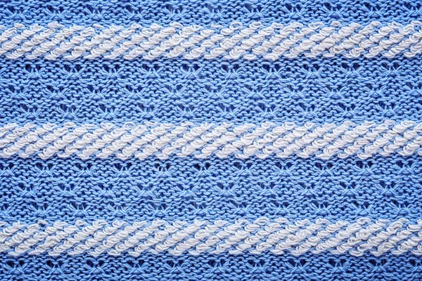 Blue knitted fabric texture as background, closeup — Stock Photo, Image