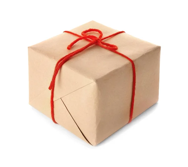 Подарункова Коробка Посилок Ізольована Білому — стокове фото