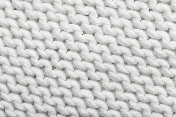 Weiße Strickstoff-Textur als Hintergrund, Nahaufnahme — Stockfoto