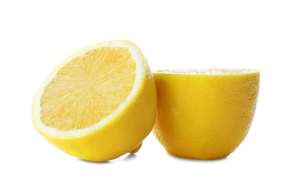 Halves of fresh ripe lemon on white background — Stock Photo, Image