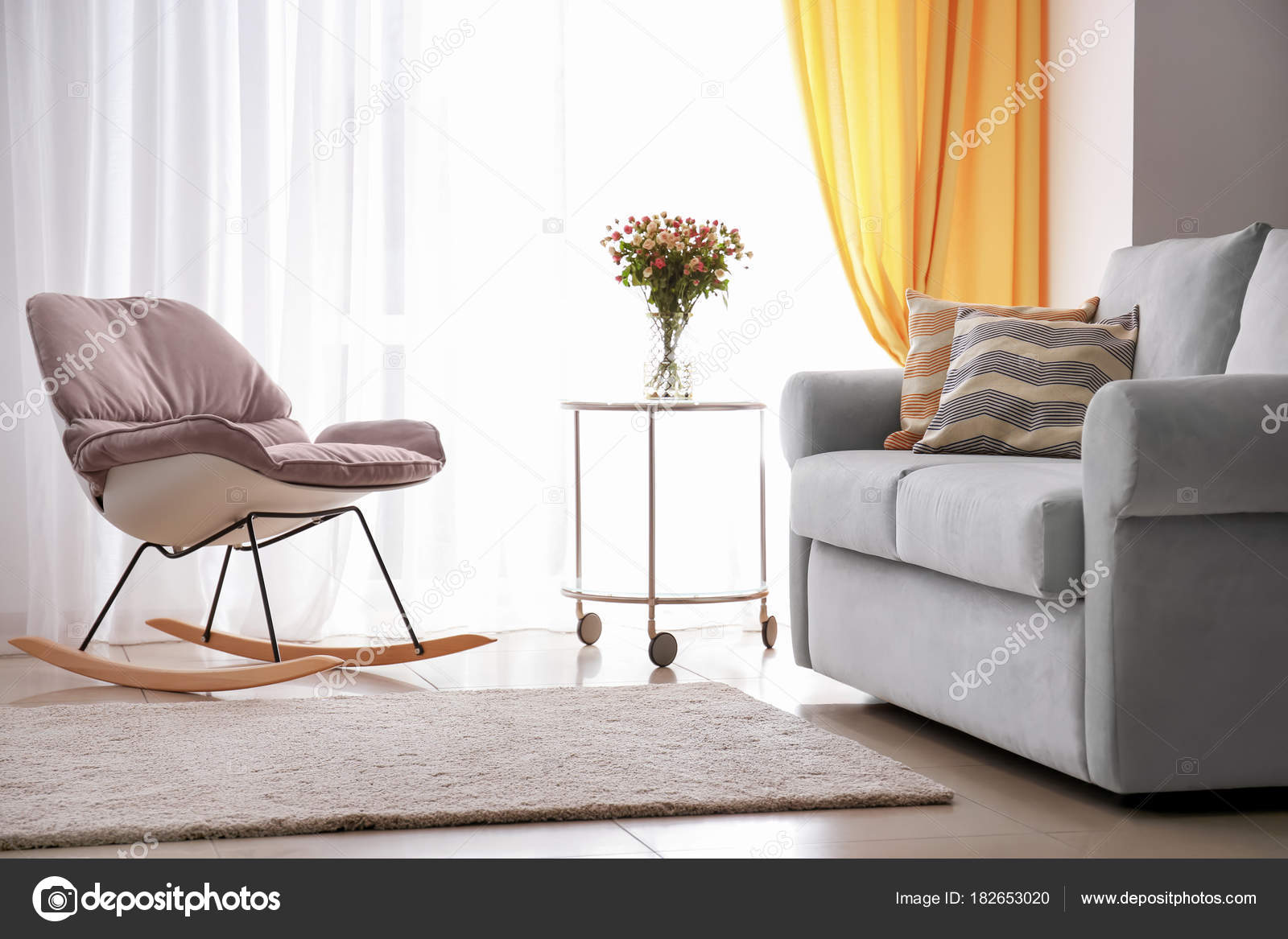 Living Room Interior Comfortable Couch Rocking Chair Soft