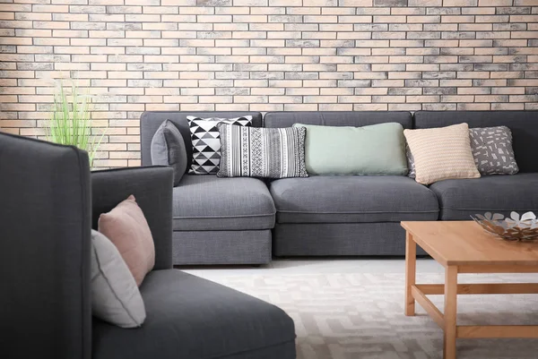 Comfortable Sofa Pillows Room — Stock Photo, Image