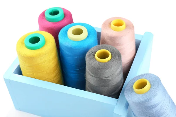 Set Color Sewing Threads Box White Background — Stock Photo, Image