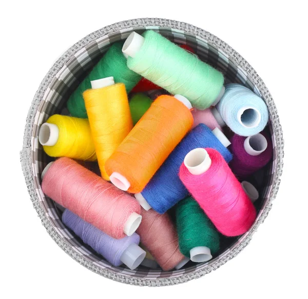Box Color Sewing Threads White Background — Stock Photo, Image