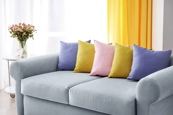 Living Room Interior Comfortable Couch Soft Pillows — Stock Photo, Image