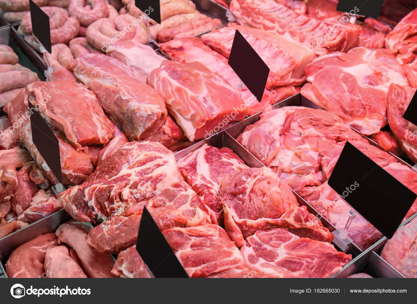 Fresh Meat Hang On Spike Market Stock Photo 357825224