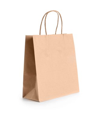 Beyaz arka planda kağıt torba. Tasarım için model