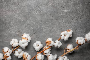 gri zemin üzerine Pamuk çiçek