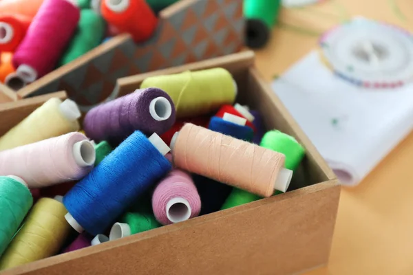 Box Color Sewing Threads Table — Stock Photo, Image