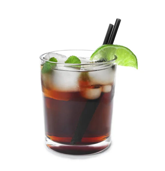 Cocktail Glass Cuba Libre Sfondo Bianco — Foto Stock