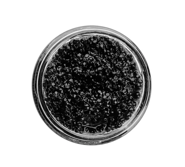 Black Caviar Glass Jar White Background — Stock Photo, Image