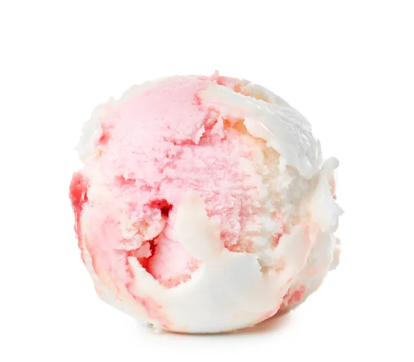 Tasty Berry Ice Cream Ball White Background — Stock Photo, Image