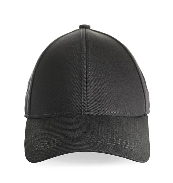 Gorra Negra Sobre Fondo Blanco Burla Para Diseño —  Fotos de Stock