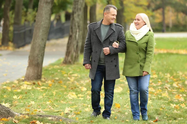 Glücklich Reifes Paar Fuß Park — Stockfoto