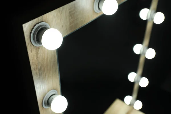 Espelho Com Lâmpadas Sala Maquiagem Moderna — Fotografia de Stock