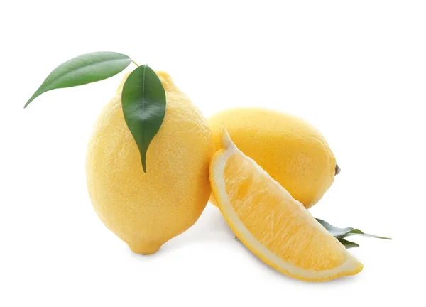 Зрізати Лимони Білому Тлі — стокове фото